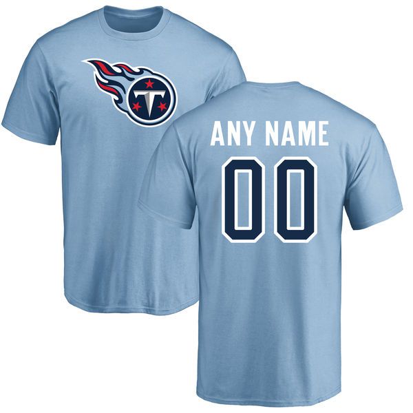 Men Tennessee Titans NFL Pro Line Light Blue Custom Name and Number Logo T-Shirt->->Sports Accessory